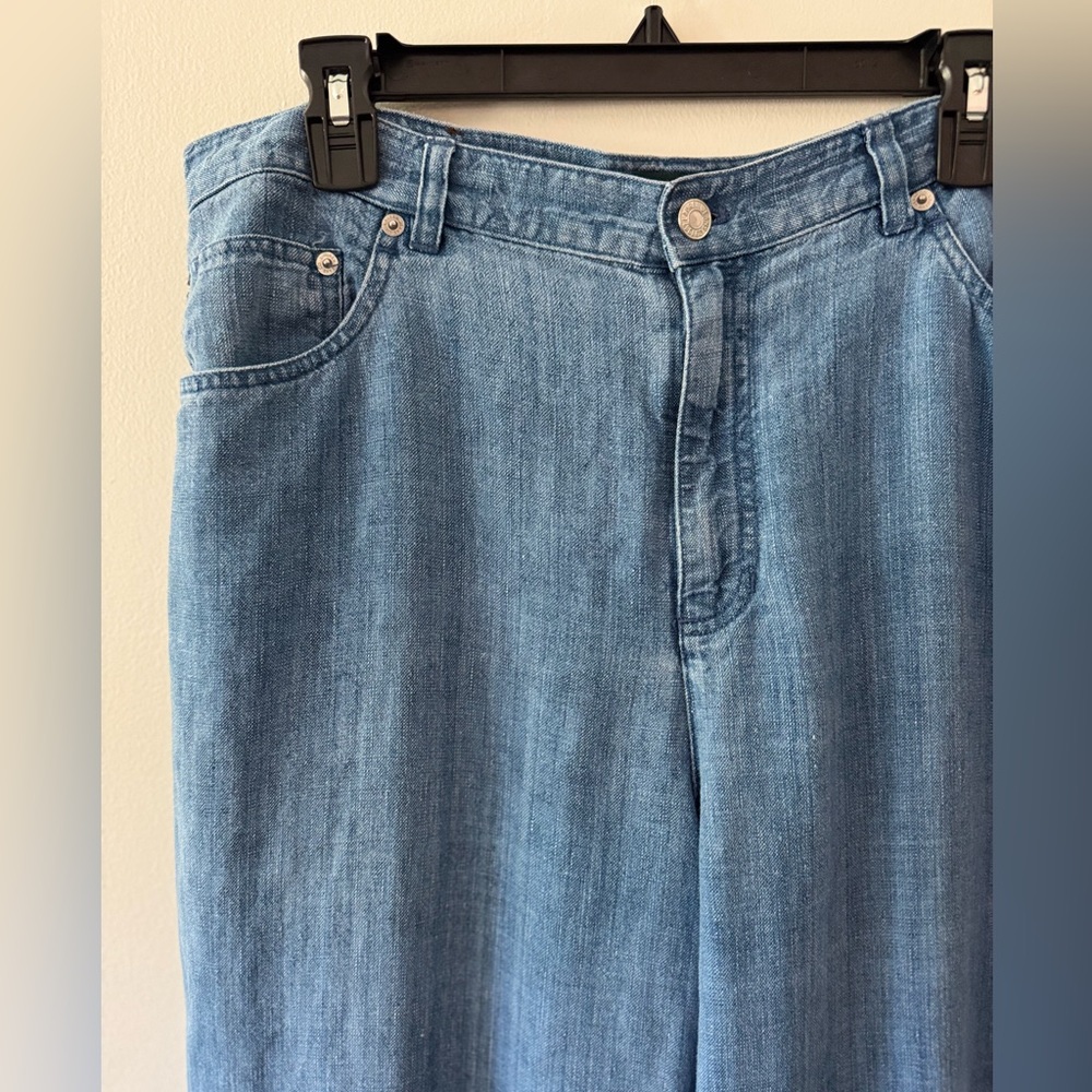Lauren Jeans Co Ralph Lauren 100% Linen Jeans Women’s Size 16 Blue - Picture 4 of 5